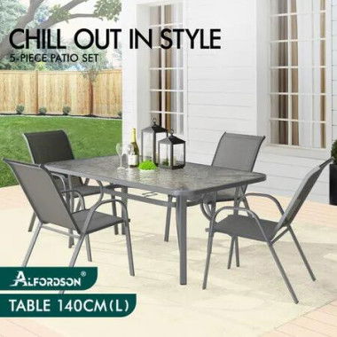 ALFORDSON 5PCS Outdoor Dining Table and Chairs Set Grey