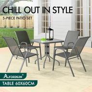 Detailed information about the product ALFORDSON 5PCS Outdoor Furniture Patio Table and Chairs Set Garden Square Grey
