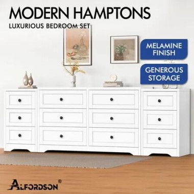ALFORDSON 6 Chest of Drawers 2x Bedside Table Bedroom Storage Hamptons White
