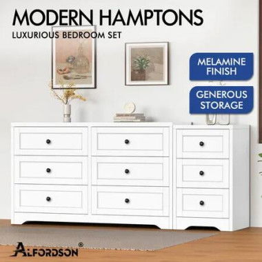 ALFORDSON 6 Chest of Drawers Bedside Table Bedroom Storage Hamptons White