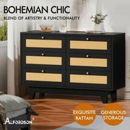 Detailed information about the product ALFORDSON 6 Chest of Drawers Rattan Storage Cabinet Dresser Tallboy Black