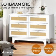 Detailed information about the product ALFORDSON 6 Chest of Drawers Rattan Storage Cabinet Dresser Tallboy White