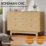 Detailed information about the product ALFORDSON 6 Chest of Drawers Rattan Storage Cabinet Dresser Tallboy Wood