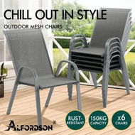 Detailed information about the product ALFORDSON 6x Outdoor Lounge Chairs Patio Dining Furniture Garden Stackable Grey