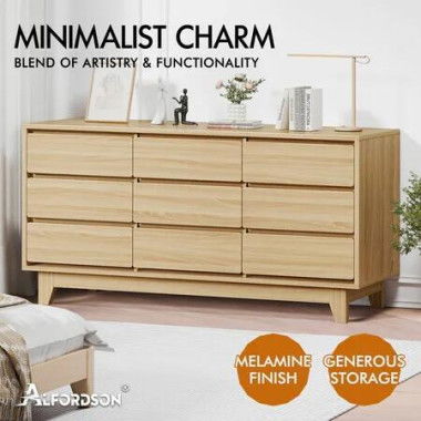 ALFORDSON 9 Chest of Drawers Minimalist Storage Cabinet Dresser Tallboy Wood