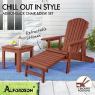 Detailed information about the product ALFORDSON Adirondack Chair Table 2PCS Set Wooden Outdoor Furniture Beach Brown