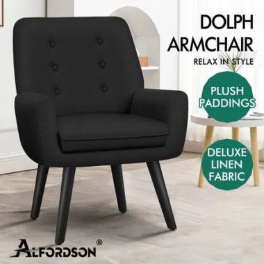 ALFORDSON Armchair Lounge Accent Chair Fabric Black