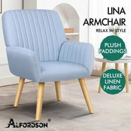 Detailed information about the product ALFORDSON Armchair Lounge Accent Chair Fabric Blue