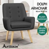 Detailed information about the product ALFORDSON Armchair Lounge Accent Chair Fabric Dark Grey