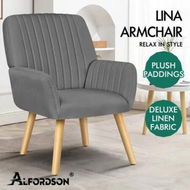 Detailed information about the product ALFORDSON Armchair Lounge Accent Chair Fabric Grey