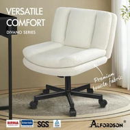 Detailed information about the product ALFORDSON Armless Office Desk Chair Mid Back Wide Seat w/ Wheels Boucle White