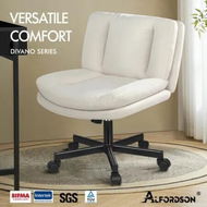 Detailed information about the product ALFORDSON Armless Office Desk Chair Mid Back Wide Seat w/ Wheels Fabric Beige