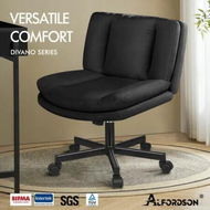 Detailed information about the product ALFORDSON Armless Office Desk Chair Mid Back Wide Seat w/ Wheels Fabric Black