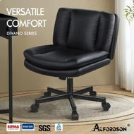Detailed information about the product ALFORDSON Armless Office Desk Chair Mid Back Wide Seat w/ Wheels Leather Black