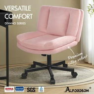 Detailed information about the product ALFORDSON Armless Office Desk Chair Mid Back Wide Seat w/ Wheels Velvet Pink