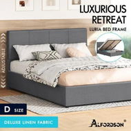 Detailed information about the product ALFORDSON Bed Frame Double Gas Lift Storage Adjustable Headboard Grey LURIA