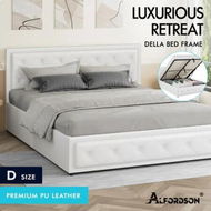 Detailed information about the product ALFORDSON Bed Frame Double Size Gas Lift Storage Mattress Base Leather White