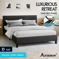 Detailed information about the product ALFORDSON Bed Frame Double Size Mattress Base Wooden Platform Fabric Charcoal