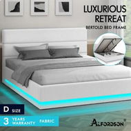 Detailed information about the product ALFORDSON Bed Frame Double Size Platform RGB LED Gas Lift Base Storage Boucle