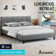 Detailed information about the product ALFORDSON Bed Frame Double Size Wooden Platform Mattress Base Fabric Grey