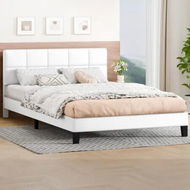 Detailed information about the product ALFORDSON Bed Frame Double Size Wooden Slats Platform Leather White Paula