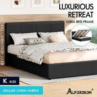 Detailed information about the product ALFORDSON Bed Frame King Gas Lift Storage Adjustable Headboard Charcoal LURIA