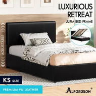 Detailed information about the product ALFORDSON Bed Frame King Single Gas Lift Storage Adjustable Headboard Black LURIA