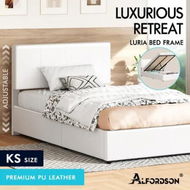 Detailed information about the product ALFORDSON Bed Frame King Single Gas Lift Storage Adjustable Headboard White