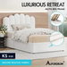 ALFORDSON Bed Frame King Single Gas Lift Storage Base Wooden Boucle White MUTIS. Available at Crazy Sales for $449.95