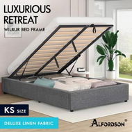 Detailed information about the product ALFORDSON Bed Frame King Single Gas Lift Storage Mattress Base Grey WILBUR