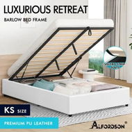 Detailed information about the product ALFORDSON Bed Frame King Single Gas Lift Storage Mattress Base White BARLOW