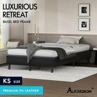 Detailed information about the product ALFORDSON Bed Frame King Single Mattress Base Foundation Black Leather BASEL