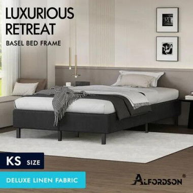 ALFORDSON Bed Frame King Single Mattress Base Foundation Charcoal Fabric BASEL