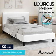 Detailed information about the product ALFORDSON Bed Frame King Single Mattress Base Wooden Platform Leather White