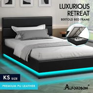 Detailed information about the product ALFORDSON Bed Frame King Single Platform RGB LED Gas Lift Base Storage Black