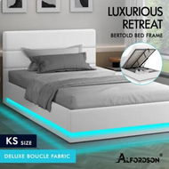 Detailed information about the product ALFORDSON Bed Frame King Single Platform RGB LED Gas Lift Base Storage Boucle