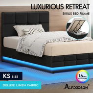 Detailed information about the product ALFORDSON Bed Frame King Single Platform RGB LED Gas Lift Base Storage Charcoal