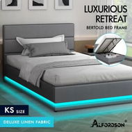 Detailed information about the product ALFORDSON Bed Frame King Single Size Platform RGB LED Gas Lift Base Storage Grey