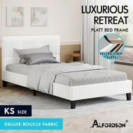 Detailed information about the product ALFORDSON Bed Frame King Single Wooden Platform Mattress Base Boucle Fabric