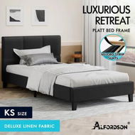 Detailed information about the product ALFORDSON Bed Frame King Single Wooden Platform Mattress Base Fabric Charcoal