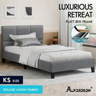 Detailed information about the product ALFORDSON Bed Frame King Single Wooden Platform Mattress Base Fabric Grey