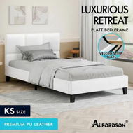 Detailed information about the product ALFORDSON Bed Frame King Single Wooden Platform Mattress Base Leather White