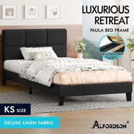 Detailed information about the product ALFORDSON Bed Frame King Single Wooden Slats Platform Fabric Charcoal Paula