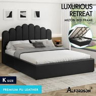 Detailed information about the product ALFORDSON Bed Frame King Size Gas Lift Storage Base Wooden Black MILTON