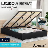 Detailed information about the product ALFORDSON Bed Frame King Size Gas Lift Storage Mattress Base Black BARLOW