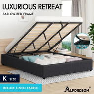 Detailed information about the product ALFORDSON Bed Frame King Size Gas Lift Storage Mattress Base Charcoal BARLOW