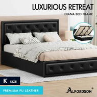 Detailed information about the product ALFORDSON Bed Frame King Size Gas Lift Storage Mattress Base Leather DIANA