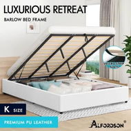 Detailed information about the product ALFORDSON Bed Frame King Size Gas Lift Storage Mattress Base White BARLOW