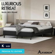 Detailed information about the product ALFORDSON Bed Frame King Size Mattress Base Foundation Black Leather BASEL