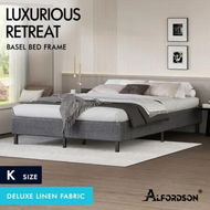 Detailed information about the product ALFORDSON Bed Frame King Size Mattress Base Foundation Grey Fabric BASIM